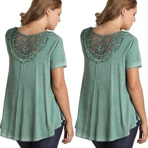 Umgee Jade Crochet Lace Criss Cross Tunic Plus NWT